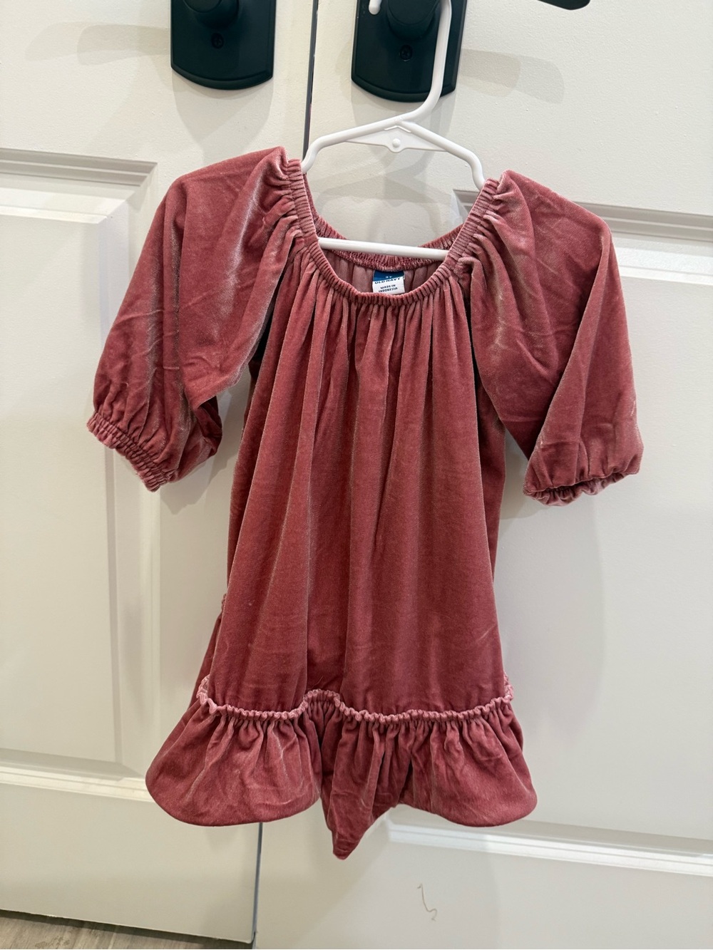 Old Navy Girls' Dusty Rose Velvet Peasant Dress